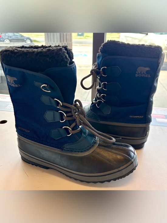 Sorel Shoes - Sorel Navy Blue and Black Waterproof Lace-Up Winter Boots